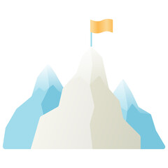 Illustration of mountains with a flag on top.