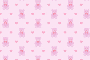 seamless pattern with teddy bears and hearts for banners, cards, flyers, social media wallpapers, etc.