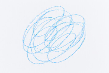 Wax crayon hand drawing blue background