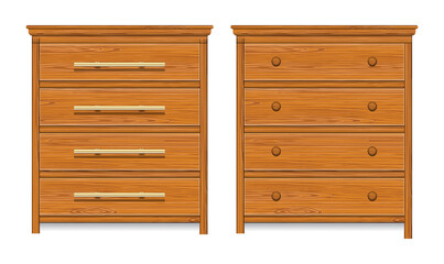 set of realistic wooden drawer or brown chest of drawer isolated or wooden retro cabinet drawer. eps vector - obrazy, fototapety, plakaty