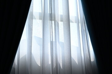 black and white curtain in the room