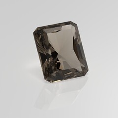 smoky quartz gemstone radiant 3D render
