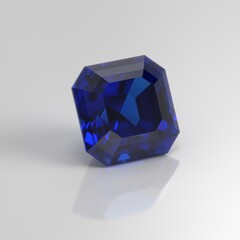 blue sapphire gemstone asscher 3D render