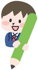 鉛筆をもつ男子学生 
