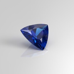 blue sapphire gemstone trillion 3D render