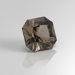 smoky quartz gemstone radiant square 3D render