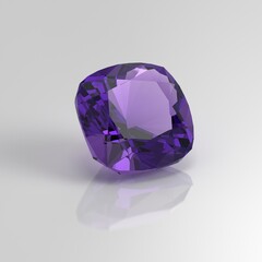 Fototapeta premium amethyst gemstone cushion square 3D render