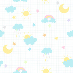 collection of cute sun and clouds background