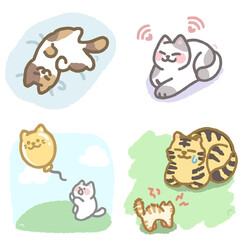 Animal Drawing Collection, Cat Outline, Assorted Cat Vector Flat icons, Cat illustrations icon Set