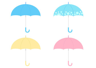 ４色の傘のアイコンイラストセット