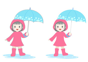 Obraz na płótnie Canvas 傘をさす女の子のイラスト