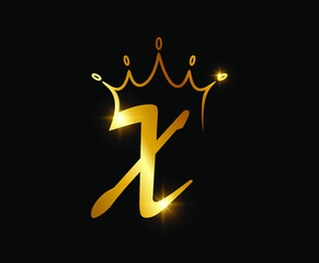 golden crown monogram logo initial letter X