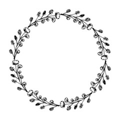 Round floral frames and plant silhouette for wedding invitations vector