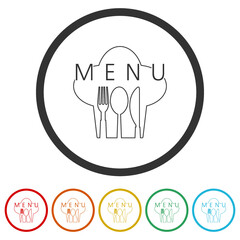 Design menu label ring icon, color set