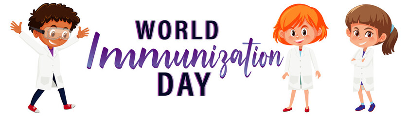 Fototapeta premium Poster design for world immunization day with kids