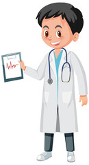 A male doctor cartoon character on white background