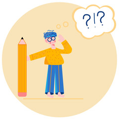 the guy with the question and the pencil