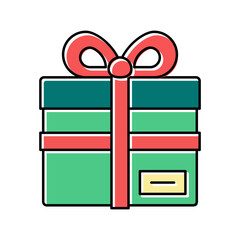 gift box with ribbon bow color icon vector illustration - obrazy, fototapety, plakaty