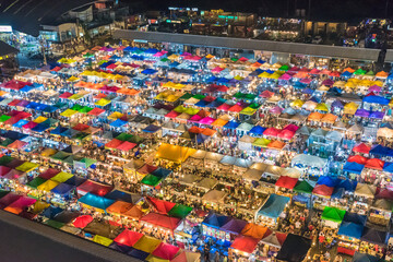 Night view of the Train Market in Bangkok , Thailand