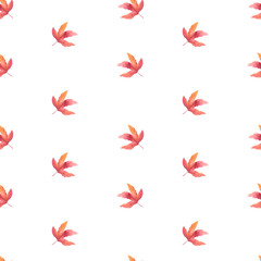 Autumn seamless pattern with planet, constellations, leaves, moon on white background. Autumn watercolor illustration. Hand painted. Autumn seamless pattern for design.