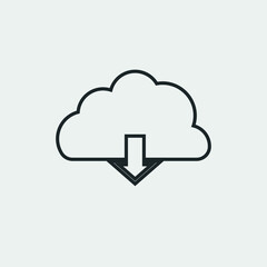 Cloud download vector icon illustration sign 
