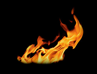 Flames isolated on black background for graphic design or wallpaper.