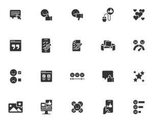 set of feedback line icons, customer experience, survey, marketing, testimonial