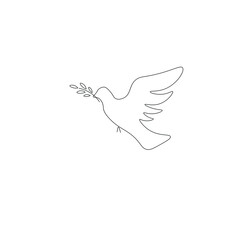 Bird dove silhouette line drawing vector illustration