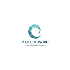 e ocean wave logo design vector.