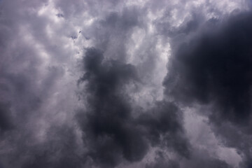 Dramatic dark cloudscape. Dark storm clouds as background