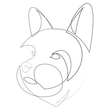 Continuous line Yorkshire Terrier. Single line minimal style dog head vector illustration. Portrait