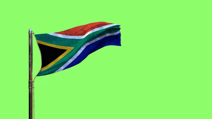 waving flag of South Africa for memorial day on chroma key screen, isolated - object 3D illustration