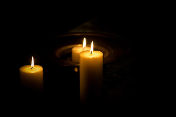 Traditional Turkish bath illuminated by candlelight