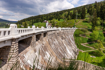 Dam of the Elbe Reservoir near Spindleruv mlyn. Czech Republic. Europe