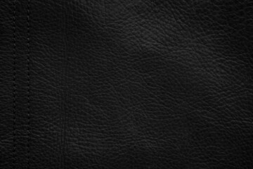 Closeup of seamless black leather texture background, surface material for fashion dark pattern luxury decoration.