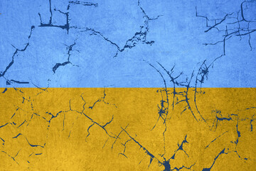 Obraz premium drapeau Ukraine craquelé