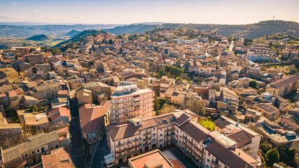 Obraz premium Aerial View of Aidone, Enna, Sicily, Italy, Europe