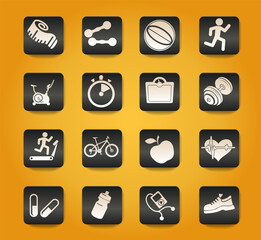 Set of icons on fitness