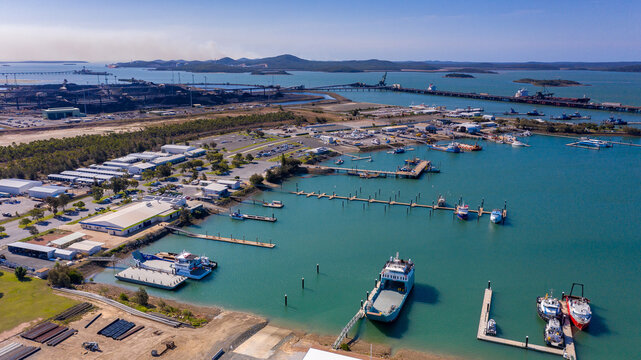 Aerial view of the port and marina in Gladstone