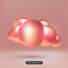 3d rose gold cloud. 3d cartoon render style
