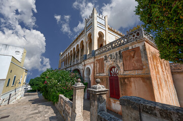 Santa Cesarea Terme, Puglia, Italy. August 2021. Amazing View of Palazzo Sticchi, the 19th century...