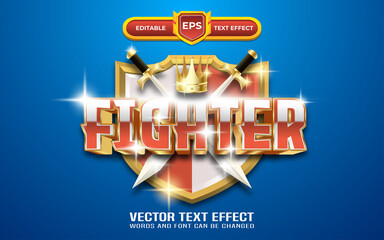 Fighter editatable text effect with golden and royal theme