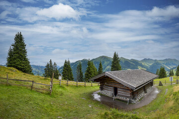 Hütte am Berg Kodok bei Hinterglemm in Österreich