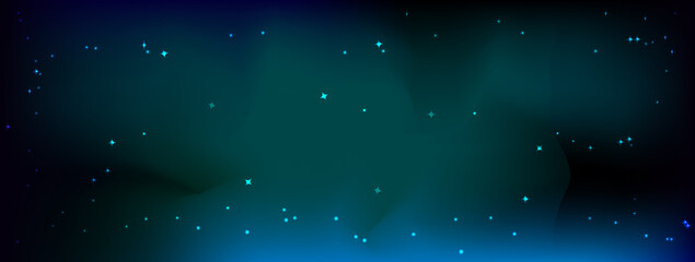 Horizontal background of the starry night sky. Night with nebula in space.