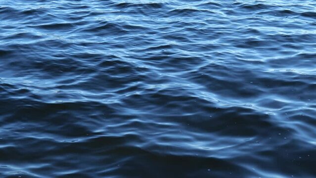 Dark blue water background with waves. The texture is natural. slow motion
