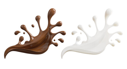 Chocolate and milk splash, 3d rendering.