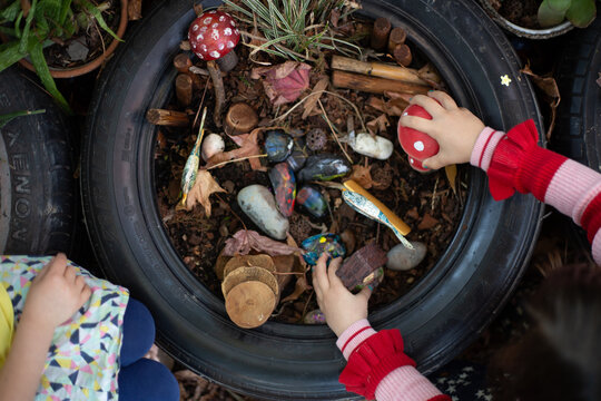 Potted fairy garden in pre-school