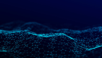 3d digital wave. Technology wave. Flow digital structure. Cyber technology background. 3D rendering.