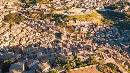 Aerial View of Piazza Armerina City Centre, Enna, Sicily, Italy, Europe
