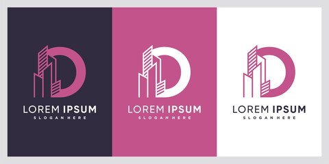 Building and latter O  logo design with creative concept
